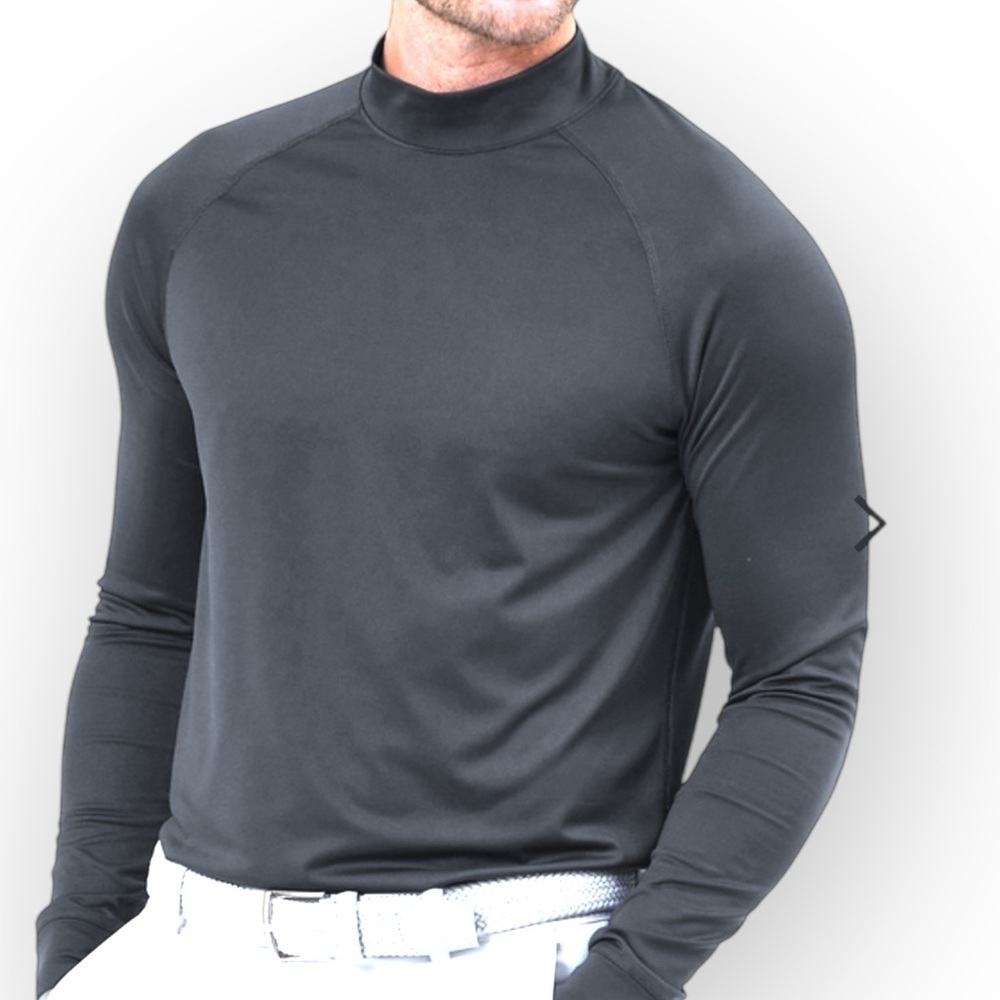 DUNNING Player Long Sleeve Stretch Mock Turtleneck Stone Grey
